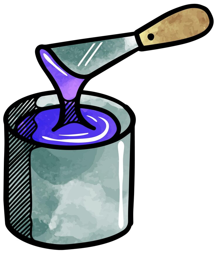 Vetor ícone de balde de tinta desenhado à mão ilustração em vetor aquarela