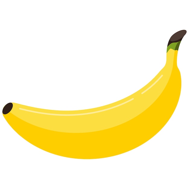 Vetor Ícone de banana isolado no fundo branco. ilustração do vetor de frutas tropicais amarelas frescas. lanche saudável orgânico do estilo dos desenhos animados do projeto liso.