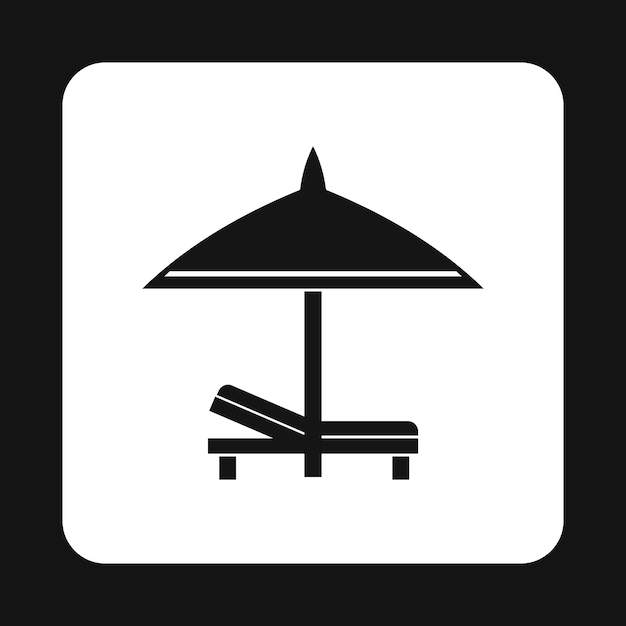 Ícone de banco e guarda-chuva em estilo simples, isolado no fundo branco, relaxe no símbolo da praia
