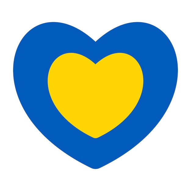Ícone de bandeira da ucrânia em forma de um em um coração bandeira ucraniana patriótica abstrata com símbolo de amor ideia conceitual azul e amarela com a ucrânia em seu coração apoio ao país durante a guerra