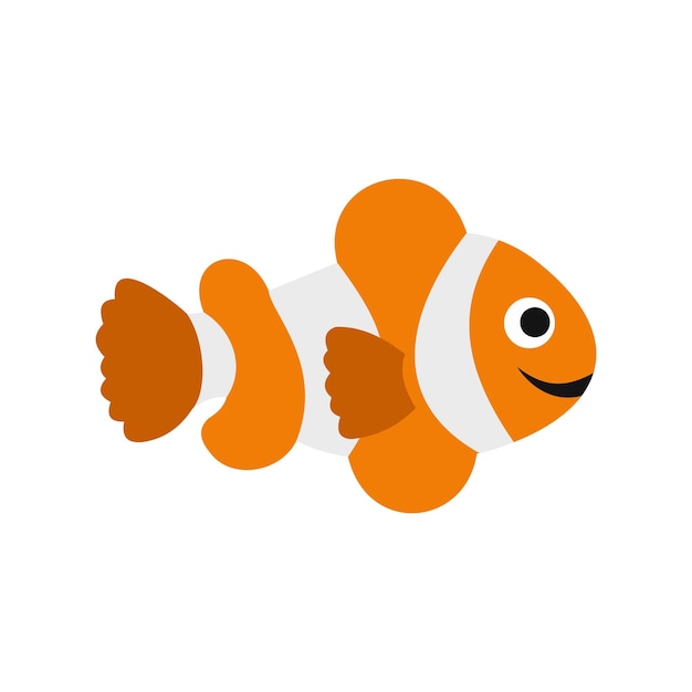 Ícone de bandeira de peixe-palhaço em estilo simples, isolado no fundo branco