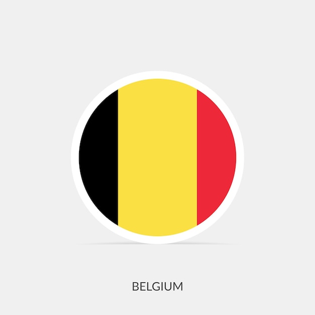 Vetor Ícone de bandeira redonda da bélgica com sombra