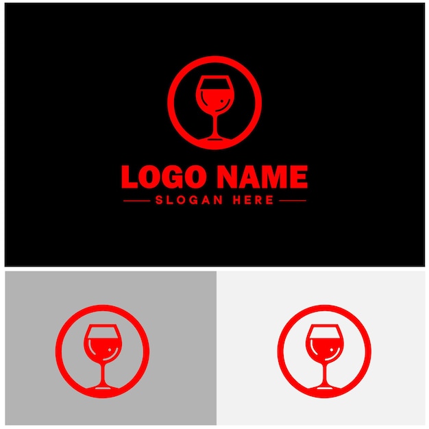 Vetor Ícone de bar de vinho wine lounge wine tavern logotipo plano sinal símbolo vetor editável