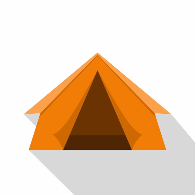 Ícone de barraca de acampamento turístico laranja. Ilustração plana do ícone vetor de barraca de acampamento turístico laranja para web