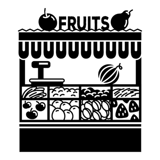 Vetor Ícone de barraca de frutas simples ilustração do ícone vetor de barraca de frutas para web design isolado em fundo branco