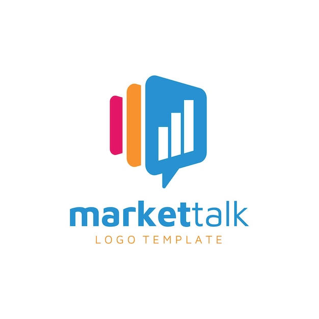 Ícone de bate-papo de bolha com barra de estatísticas de gráfico gráfico para design de logotipo de conversa financeira de marketing de negócios