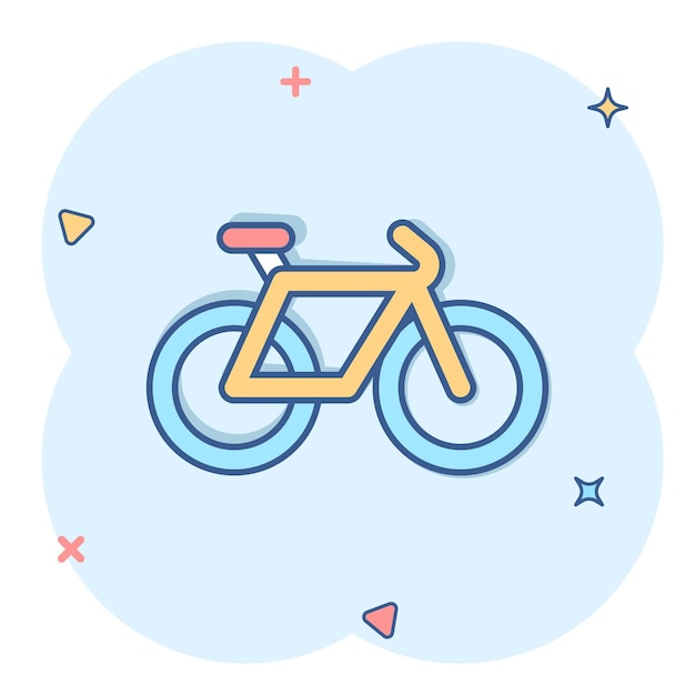 Vetor Ícone de bicicleta em estilo cômico ilustração em vetor de desenho animado de bicicleta em fundo branco isolado conceito de negócio de efeito de respingo de viagem de ciclo