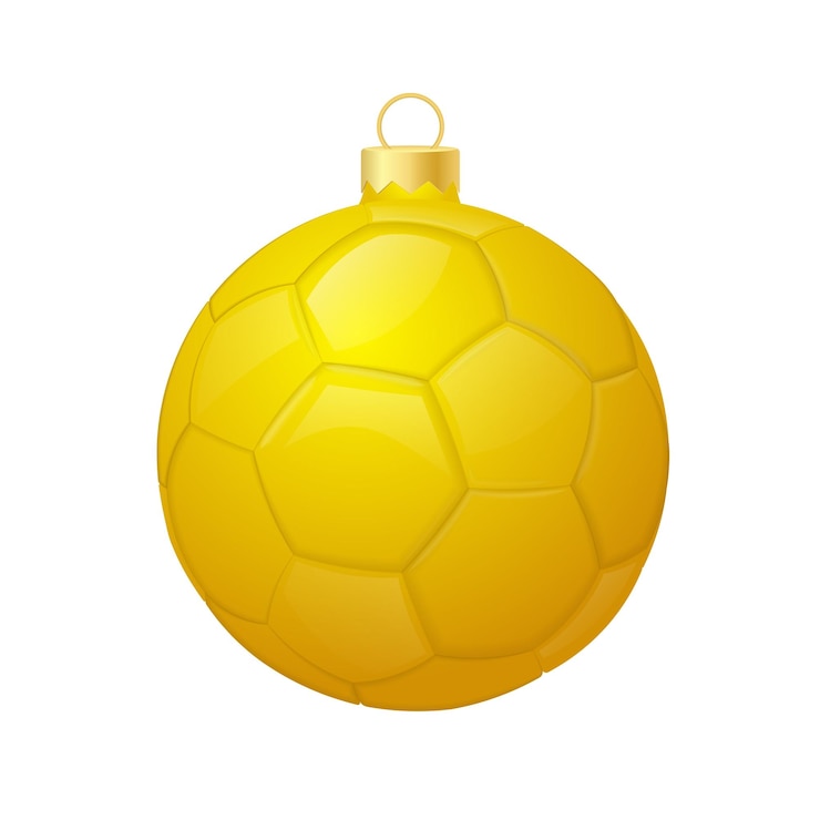 Vetor ícone de bola de futebol de natal amarelo para árvore de natal
