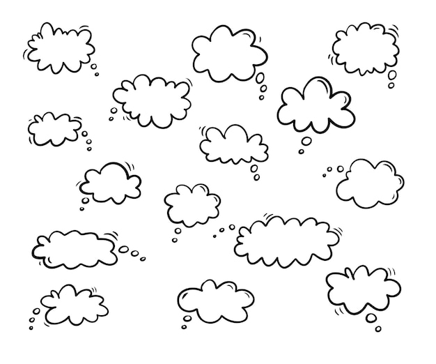 Vetor Ícone de bolha de pensamento design nuvem suave doodle ícone de bolha de pensamento moderno estilo de contorno desenhado à mão