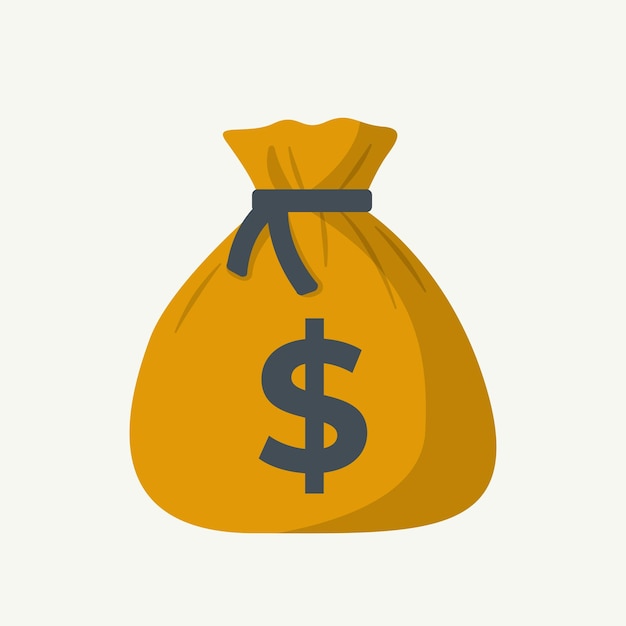 Ícone de bolsa de dinheiro Desenho plano Ilustração vetorial Signo de dólar