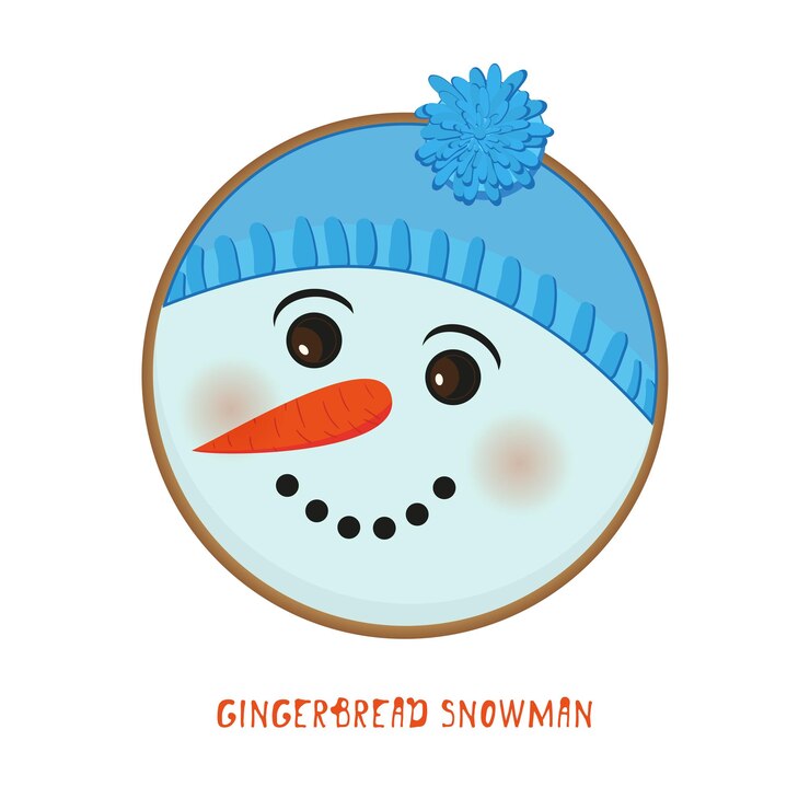 Vetor ícone de boneco de neve de natal bonito em fundo branco para cartões de saudação de design de decoração rótulos festivos de temporada de inverno
