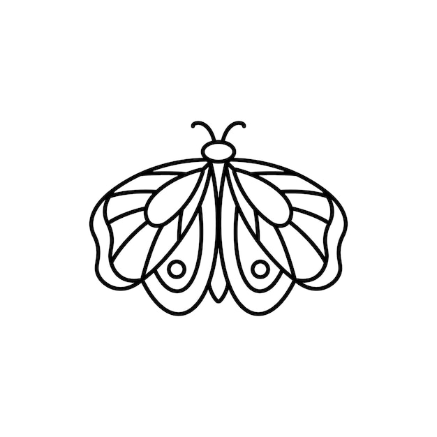Ícone de borboleta no estilo de tendência mínima linear. vector linear insect logos para salões de beleza, manicure, massagem, spa, tatuagem e mestres feitos à mão.