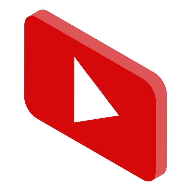 Ícone de botão de reprodução de vídeo isométrico do ícone vetor de botão de reprodução de vídeo para web design isolado em fundo branco