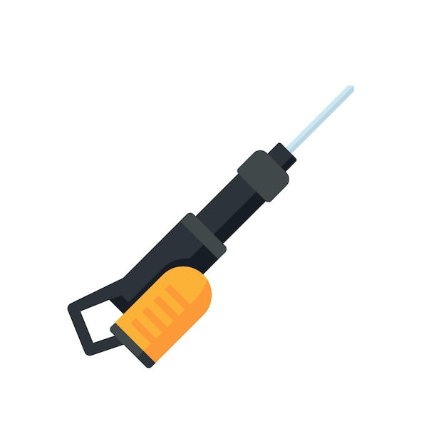 Ícone de broca de martelo a gasolina ilustração plana do ícone vetor de broca de martelo a gasolina isolado em fundo branco
