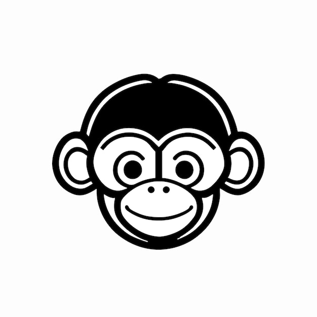 Vetor Ícone de cabeça de desenho animado de macaco bonito ou ilustração vetorial do logotipo