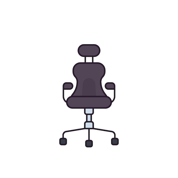 Ícone de cadeira de escritório confortável isolado em branco