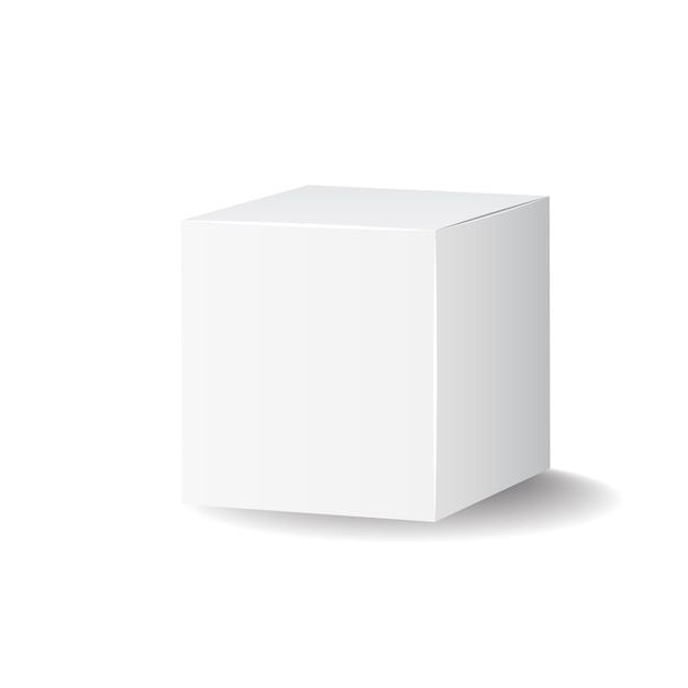 Ícone de caixa 3d de caixa branca em branco Ilustração em vetor de maquete de pacote de caixa