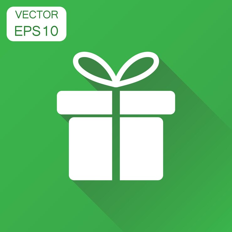 Vetor ícone de caixa de presente pictograma de presente de conceito de negócio ilustração vetorial em fundo verde com sombra longa