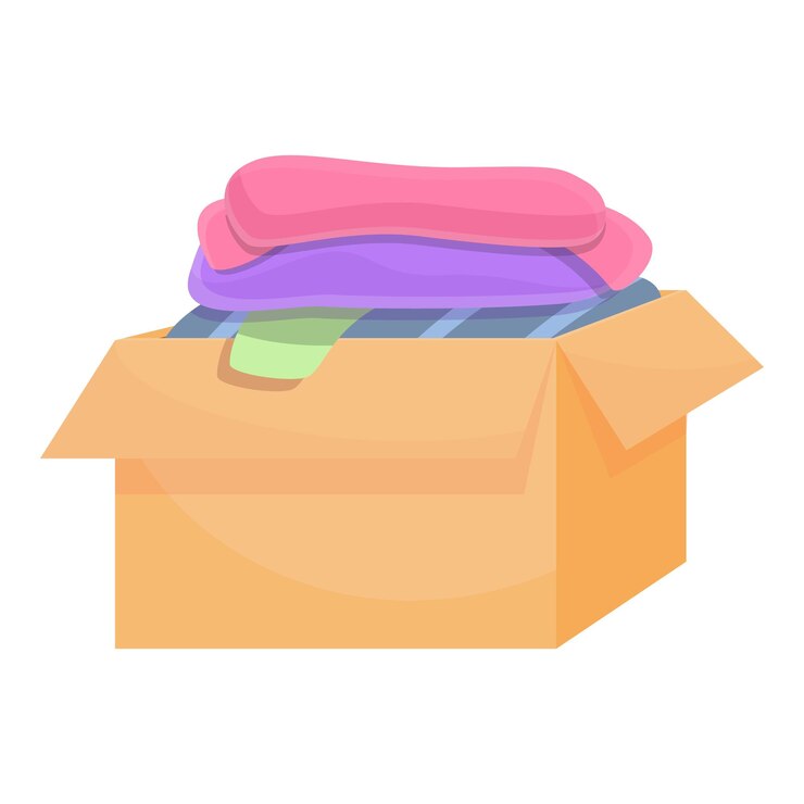 Vetor ícone de caixa de roupas de doação comunitária desenho animado de ícone vetor de caixa de roupas de doação comunitária para web design isolado em fundo branco