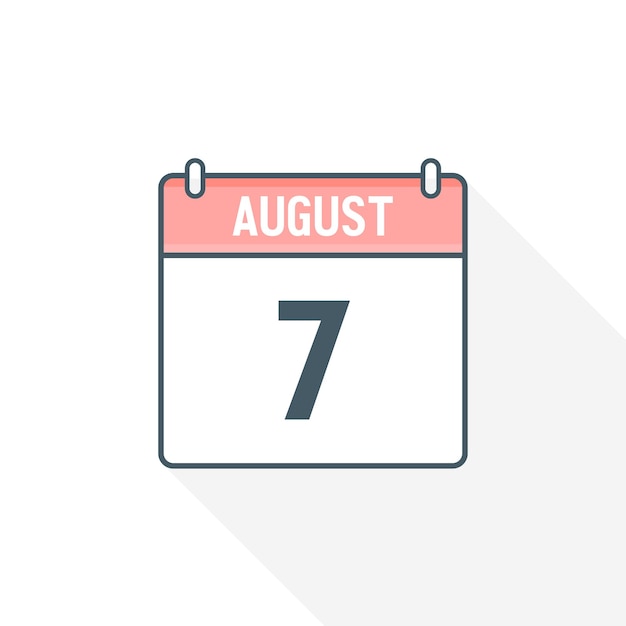 Ícone de calendário de 7 de agosto calendário de 7 de agosto data mês ícone ilustrador vetorial