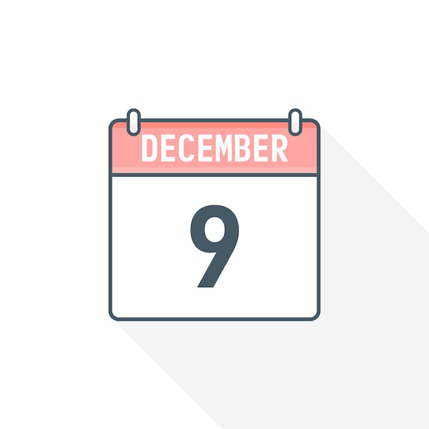 Ícone de calendário de 9 de dezembro calendário de 9 de dezembro data mês ícone ilustrador vetorial