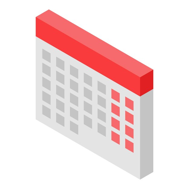 Ícone de calendário isométrico do ícone vetorial de calendário para web design isolado em fundo branco