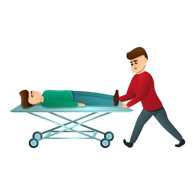 Ícone de cama de carrinho de hospital Ícone vetorial de cama de carro de hospital para design web isolado em fundo branco