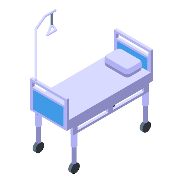 Ícone de cama de hospital vetor isométrico Cuidados de enfermagem Saúde do paciente