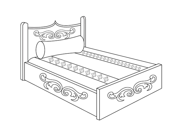 Ícone de cama desenhada à mão em vetor ilustração de cama de doodle