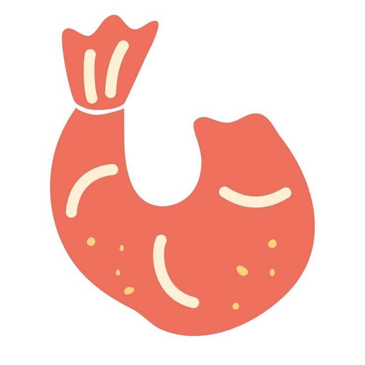 Vetor ícone de camarão. camarões frescos em estilo cartoon, frutos do mar frescos. para revistas, livros, pôsteres, cartões postais, menus de capa, páginas da web. isolado em um fundo branco. ilustração vetorial.