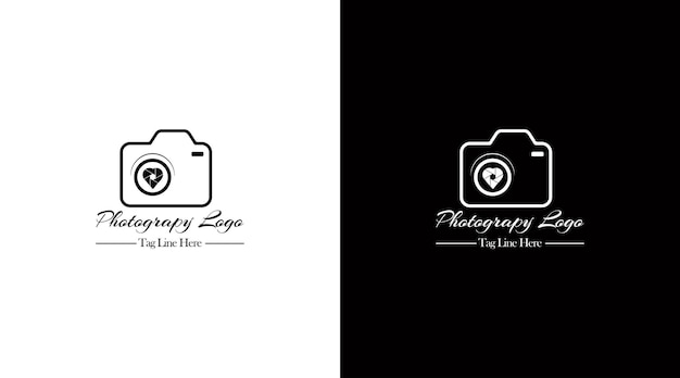 Ícone de câmera fotografia tipografia signatura fotógrafo minimalista logotipo ícone de forma de coração vector ep