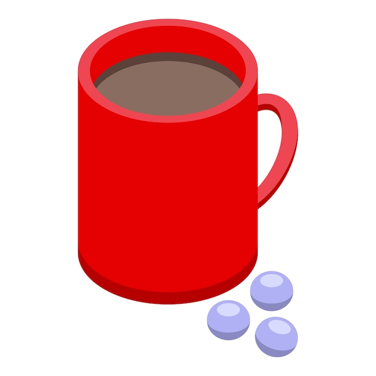 Vetor ícone de caneca de chá quente antiviral vetor isométrico vacina vacina tratamento de vírus