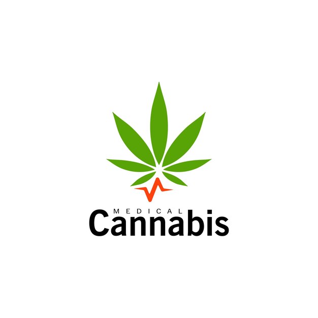 Ícone de cannabis medicinal folha de cânhamo verde símbolo de maconha isolado conceito de modelo de logotipo simples simples