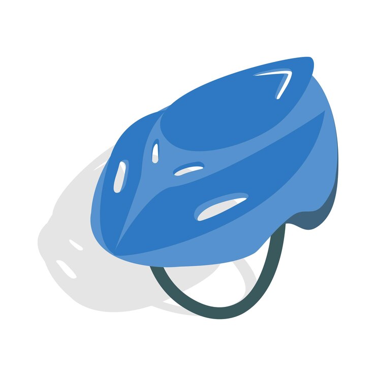 Vetor ícone de capacete de bicicleta azul em estilo 3d isométrico em um fundo branco