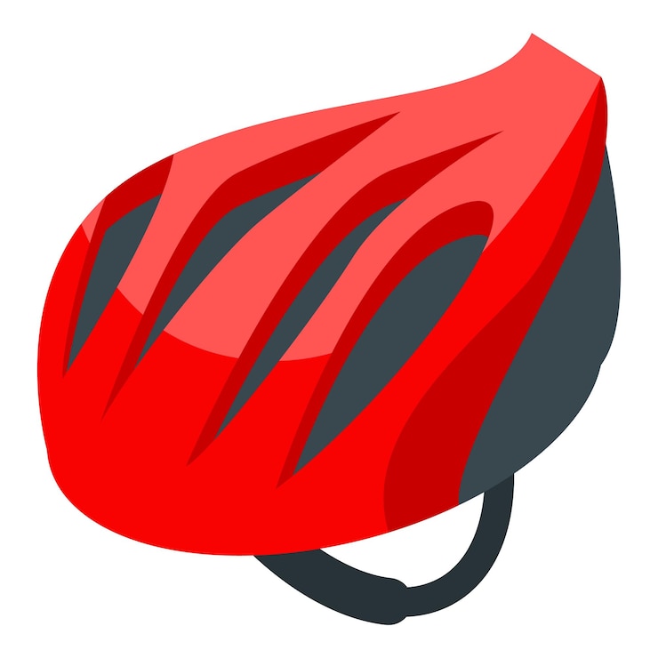 Vetor ícone de capacete de bicicleta vermelho isométrico do ícone vetor de capacete de bicicleta vermelho para web design isolado em fundo branco