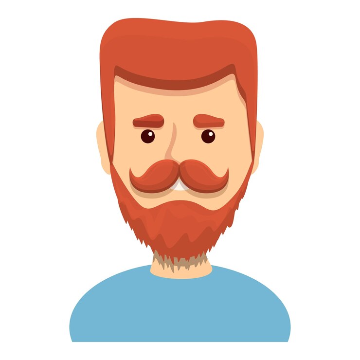 Vetor ícone de cara barbudo vermelho brilhante desenho animado de ícone vetor de cara barbudo vermelho brilhante para web design isolado em fundo branco