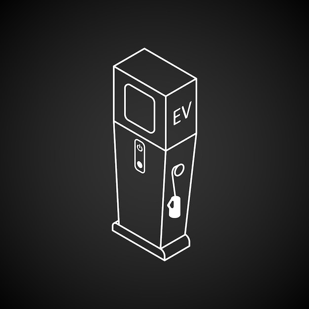 Ícone de carregador de estação ev em gráfico isométrico