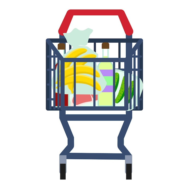 Vetor ícone de carrinho de compras frontal completo ilustração plana de ícone vetorial de carro de vendas frontal completo para design web
