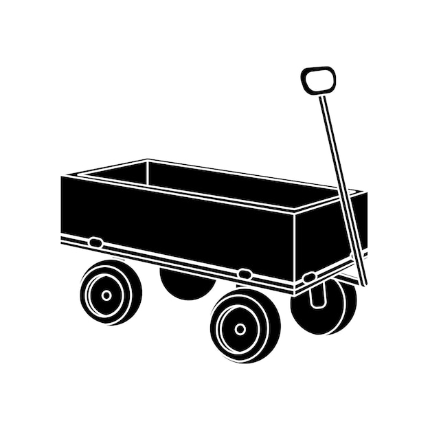 Vetor Ícone de carrinho de jardim silhueta simples carrinho de trabalho de jardim e carrinho de mão para crianças