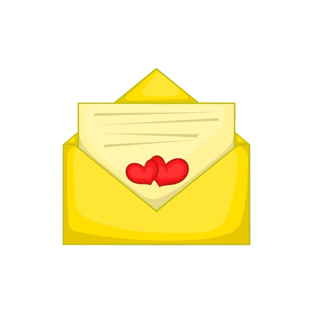 Ícone de carta de amor em estilo de desenho animado isolado em fundo branco Símbolo romântico