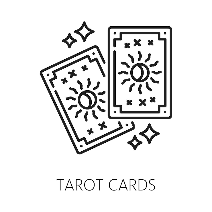 Vetor ícone de cartas de tarô astrologia esotérica e bruxaria símbolo de vetor de mistério mágico ícone de linha de cartas de tarô para adivinhação e clarividência de oráculo mágico esotérico e bruxaria sagrada oculta