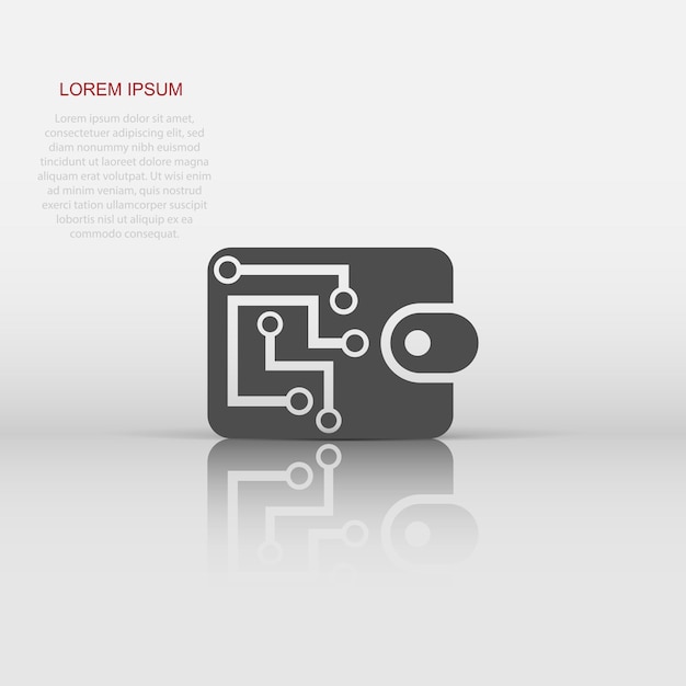 Ícone de carteira digital em estilo plano ilustração em vetor bolsa criptográfica em fundo branco isolado conceito de negócio de comércio eletrônico de finanças on-line