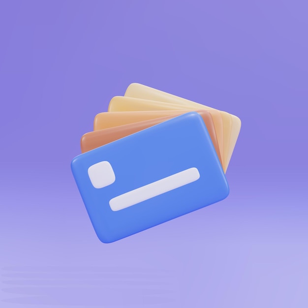 Vetor Ícone de cartões de crédito de fã 3d para pagamentos sem contato conceito de pagamento on-line