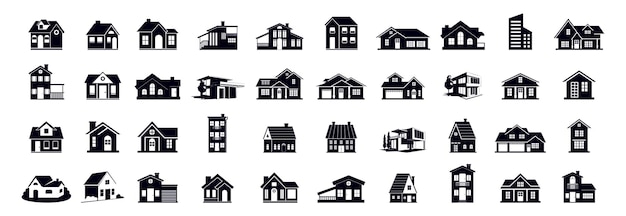 Ícone de casa vetor símbolo imobiliário construção de casa telhado de apartamento conjunto chaminé residencial ilustração vetorial