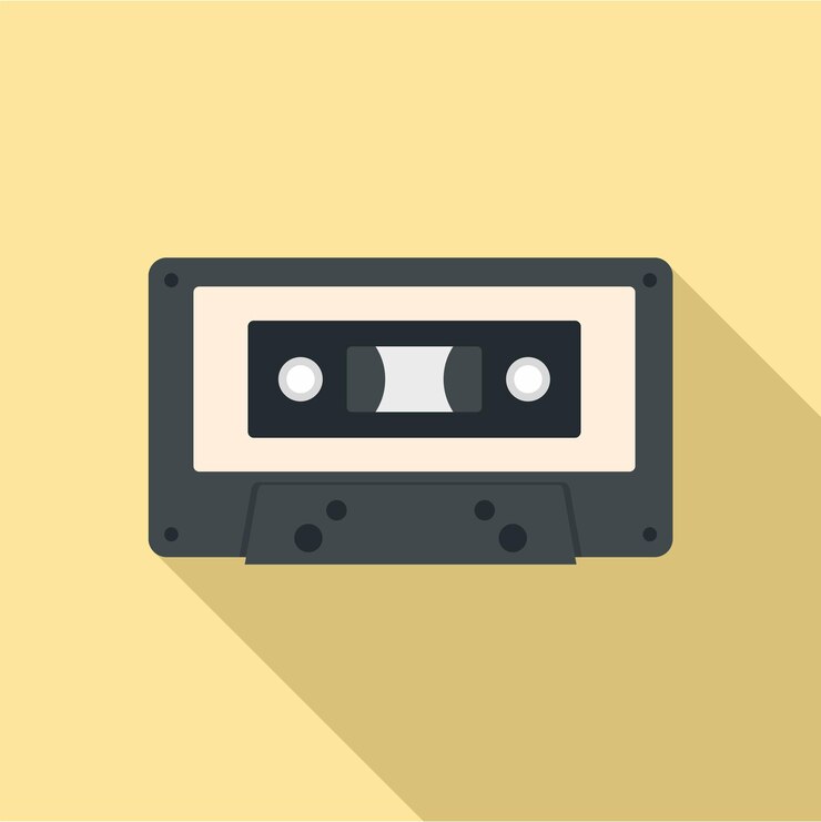 Vetor ícone de cassete de música ilustração plana de ícone vetorial de cassette de música para design web