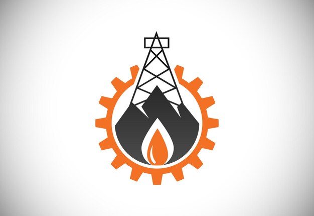 Ícone de chama de fogo conceito de design de logotipo da indústria de petróleo e gás