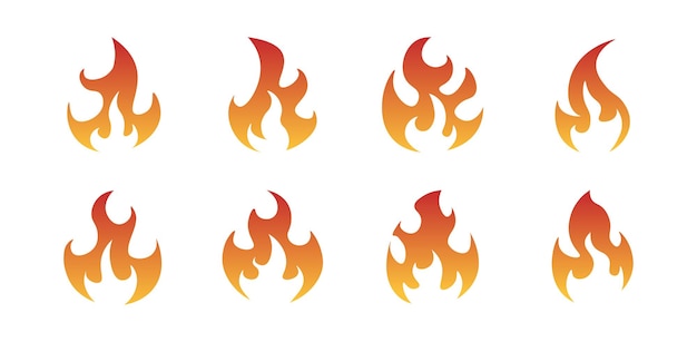 Queimar chama fogo vetor design coleção fogueira silhueta ilustração  gráfica abstrata