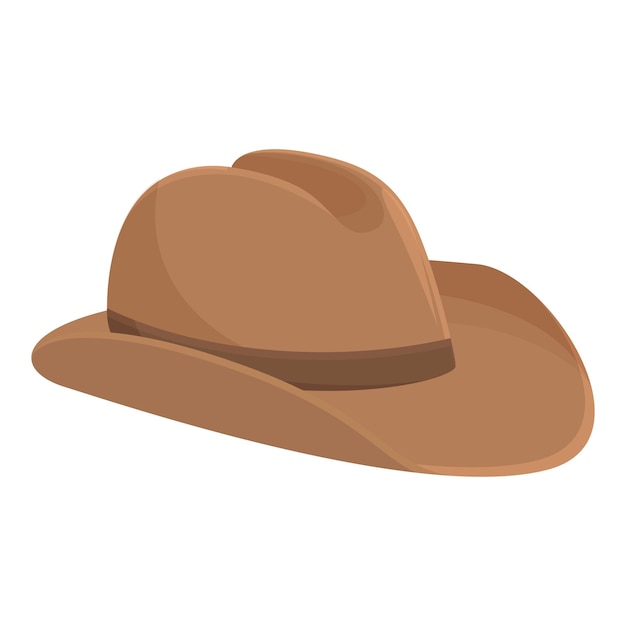 Ícone de chapéu de cowboy marrom vetor de desenho animado West rodeo Head traje