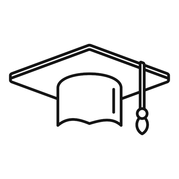 Ícone de chapéu de formatura de promotor esboço ícone vetor de chapéu de formatura de promotor para web design isolado em fundo branco