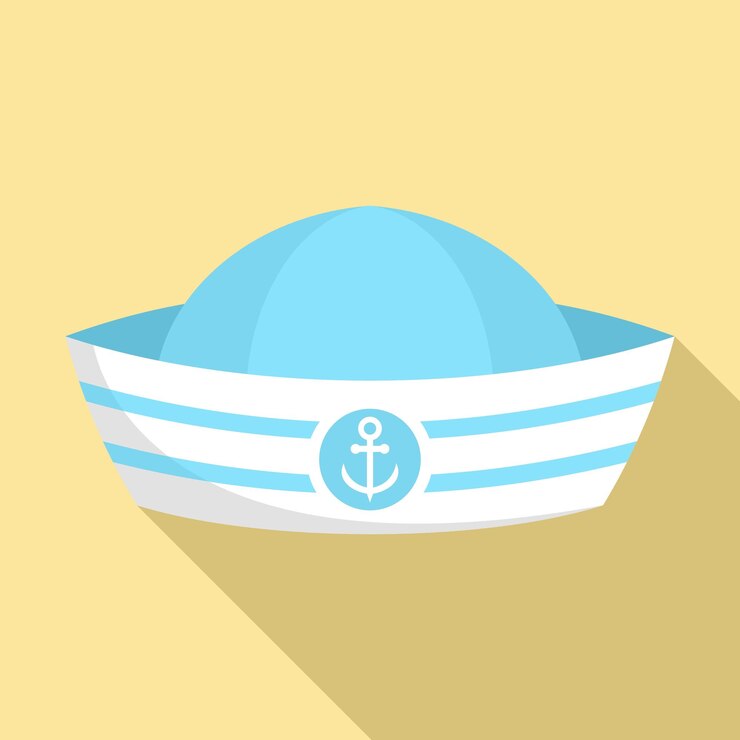 Vetor ícone de chapéu de marinheiro ilustração plana do ícone vetor de chapéu de marinheiro para web design